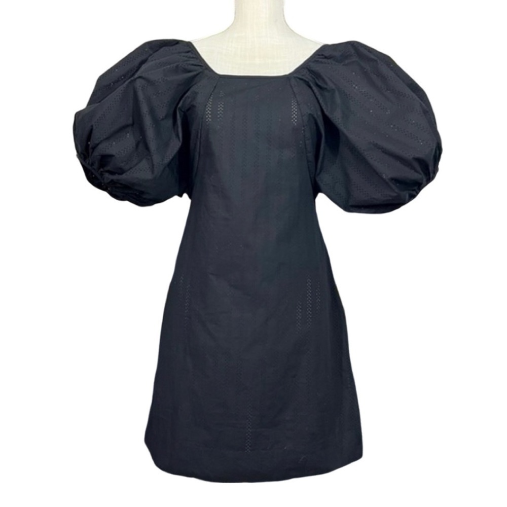 Azai Black Mini Dress with Exaggerated Puff Sleeves